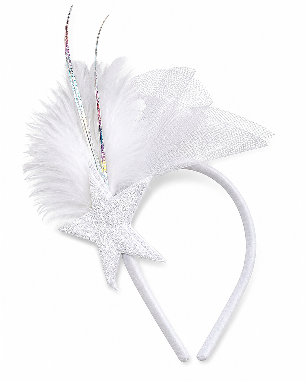 Tiara Estrela com Plumas e Tule