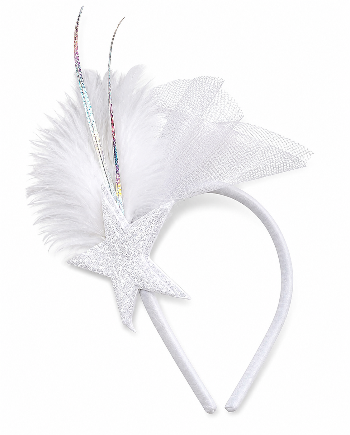 Tiara Estrela com Plumas e Tule