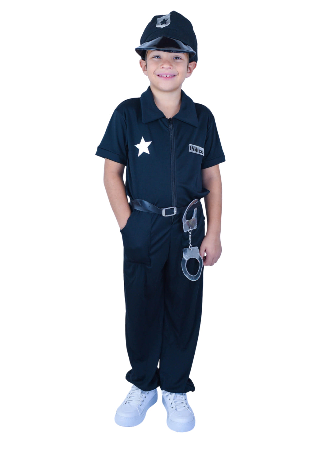 Fantasia Policial Macacão com Acessório (Cap + Algema)