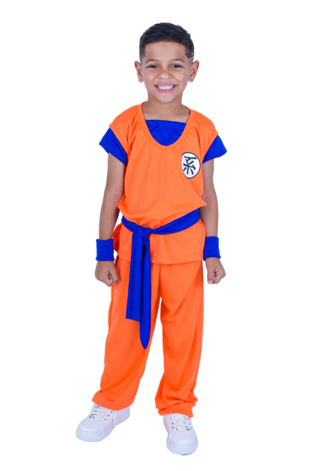 Fantasia Lutador Anime Laranja Infantil