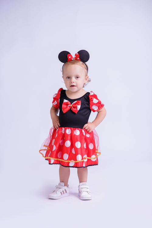 Fantasia  Minie-Ratinha Com Lacinho Clássica Poá Elegance Infantil