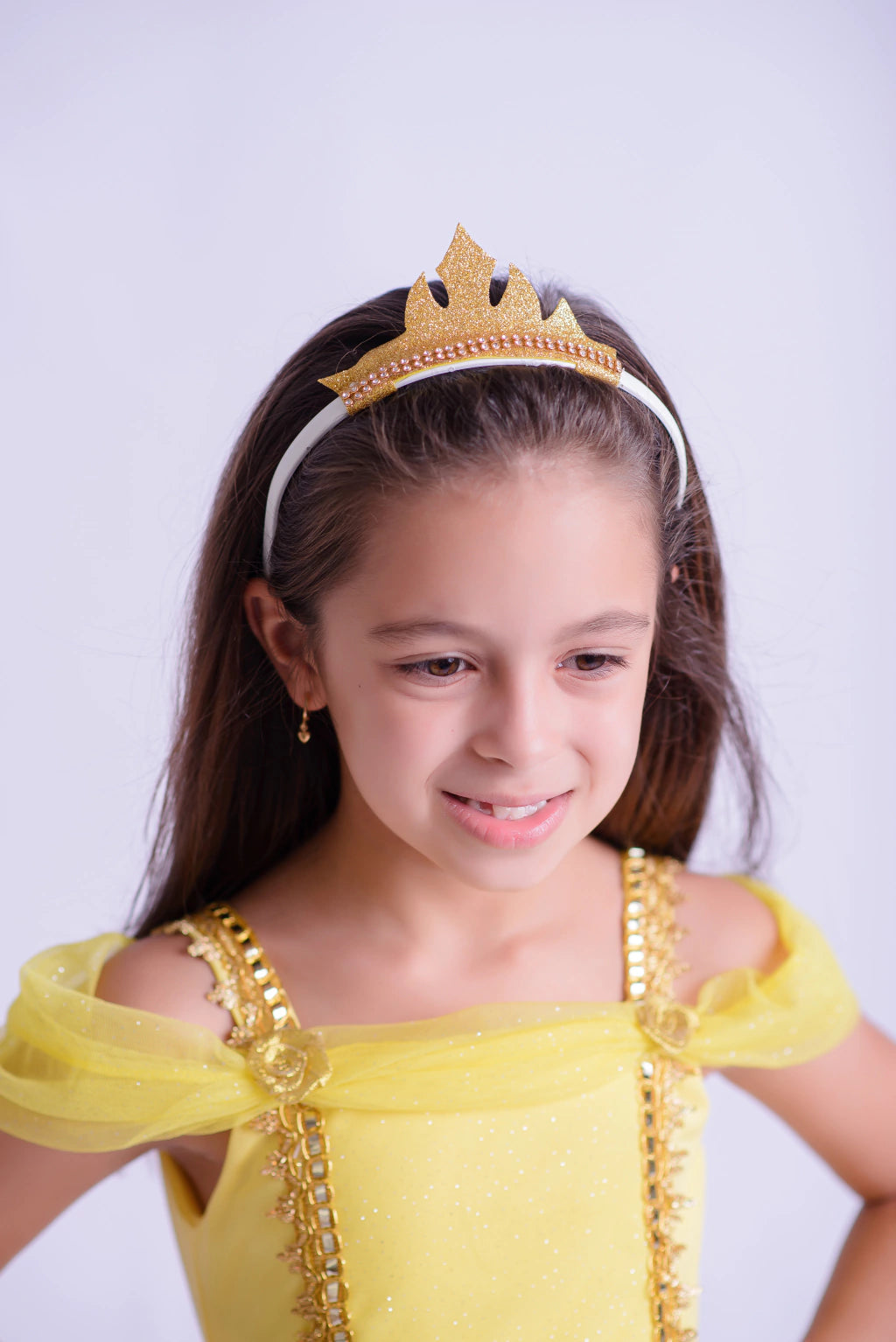 Fantasia Princesa Encanto Dourado Infantil Premium