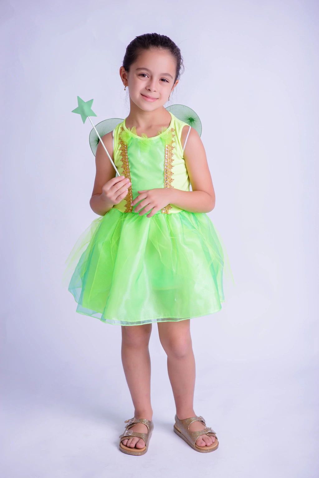 Fantasia Fada Verde Luz da Floresta Infantil Luxo
