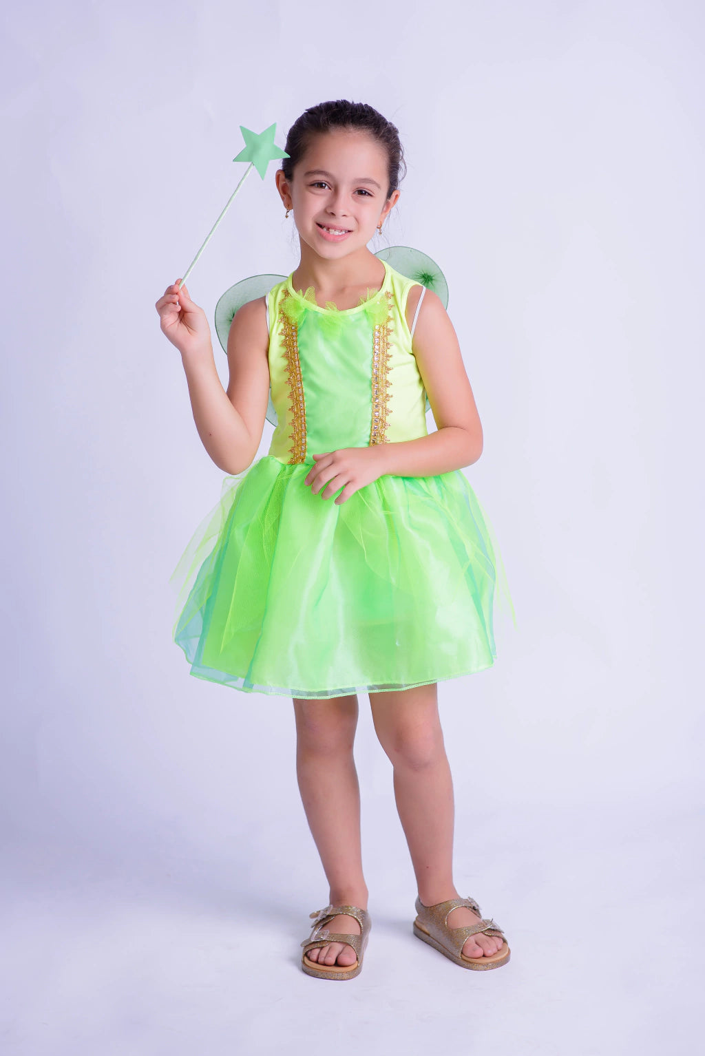 Fantasia Fada Verde Luz da Floresta Infantil Luxo