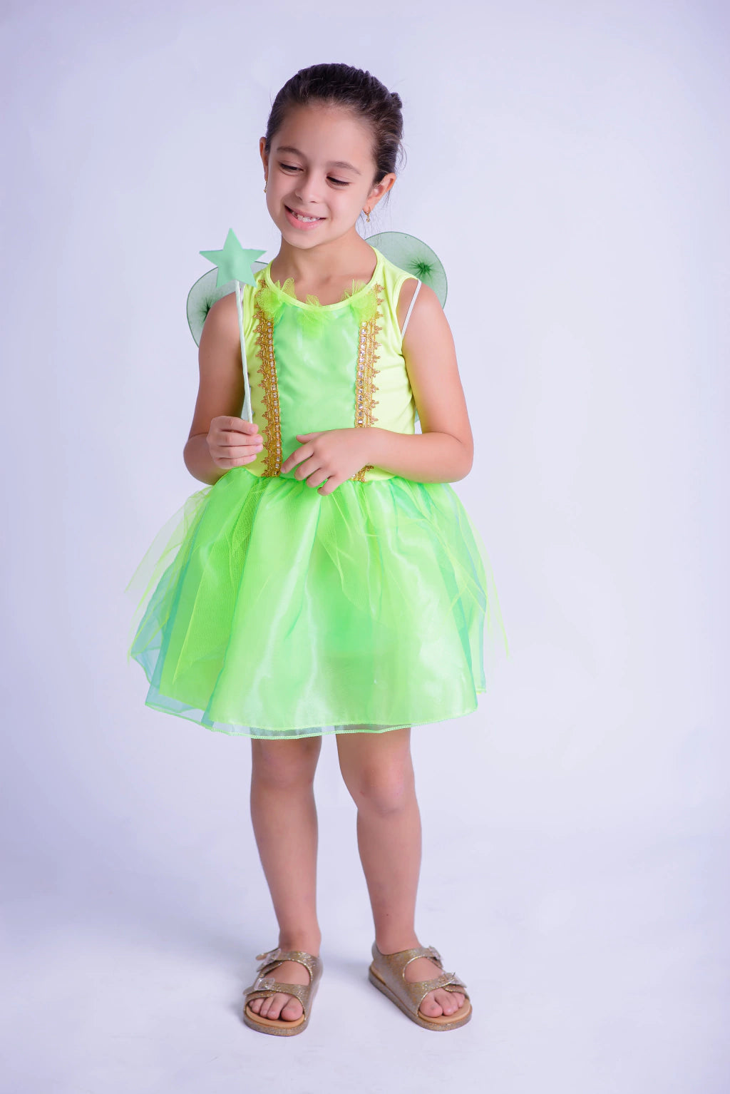 Fantasia Fada Verde Luz da Floresta Infantil Luxo