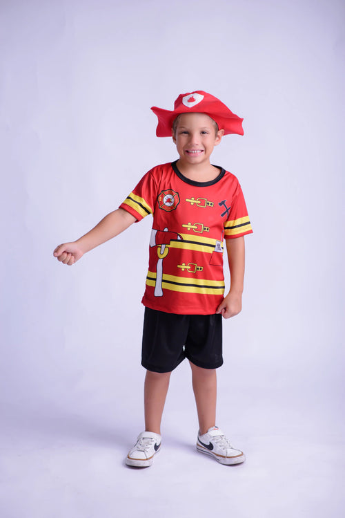 Fantasia Bombeiro Aventureiro Infantil com Chapéu