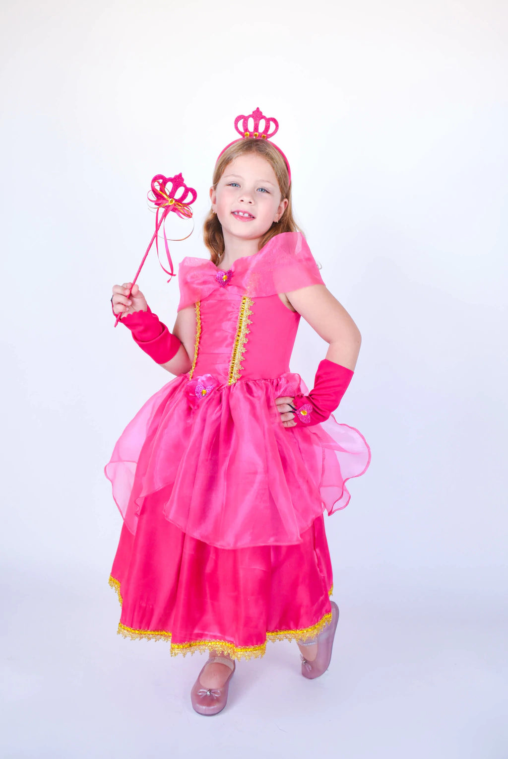 Fantasia Princesa Encanto Rosa Infantil Luxo com Acessórios