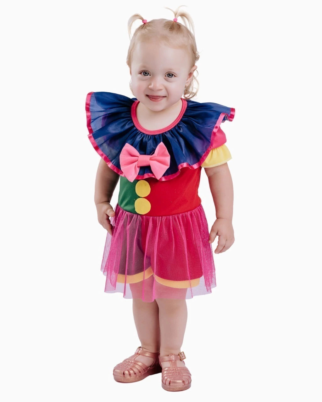 Fantasia Palhacinha Colorida Infantil com Tule