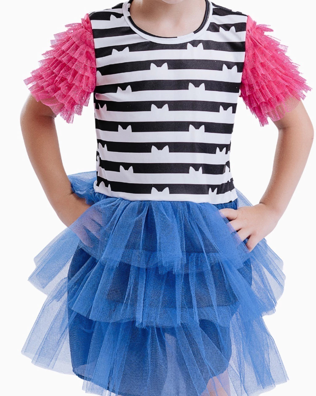 Fantasia Gatinha Fashion Infantil com Tule Colorido