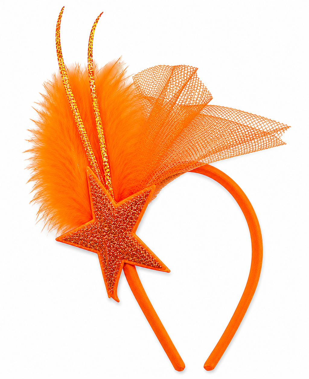 Tiara Estrela com Plumas e Tule