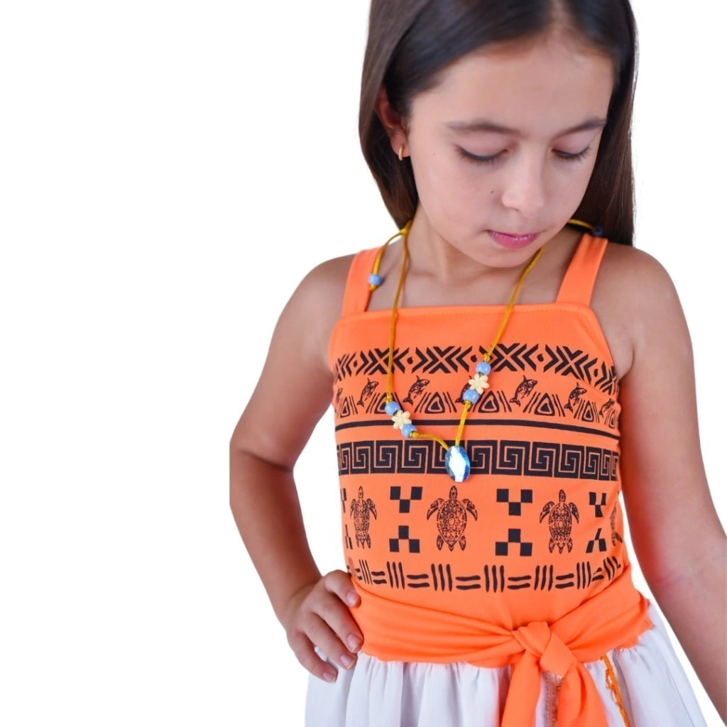 Fantasia Princesa Tropical Ilha Infantil com Colar