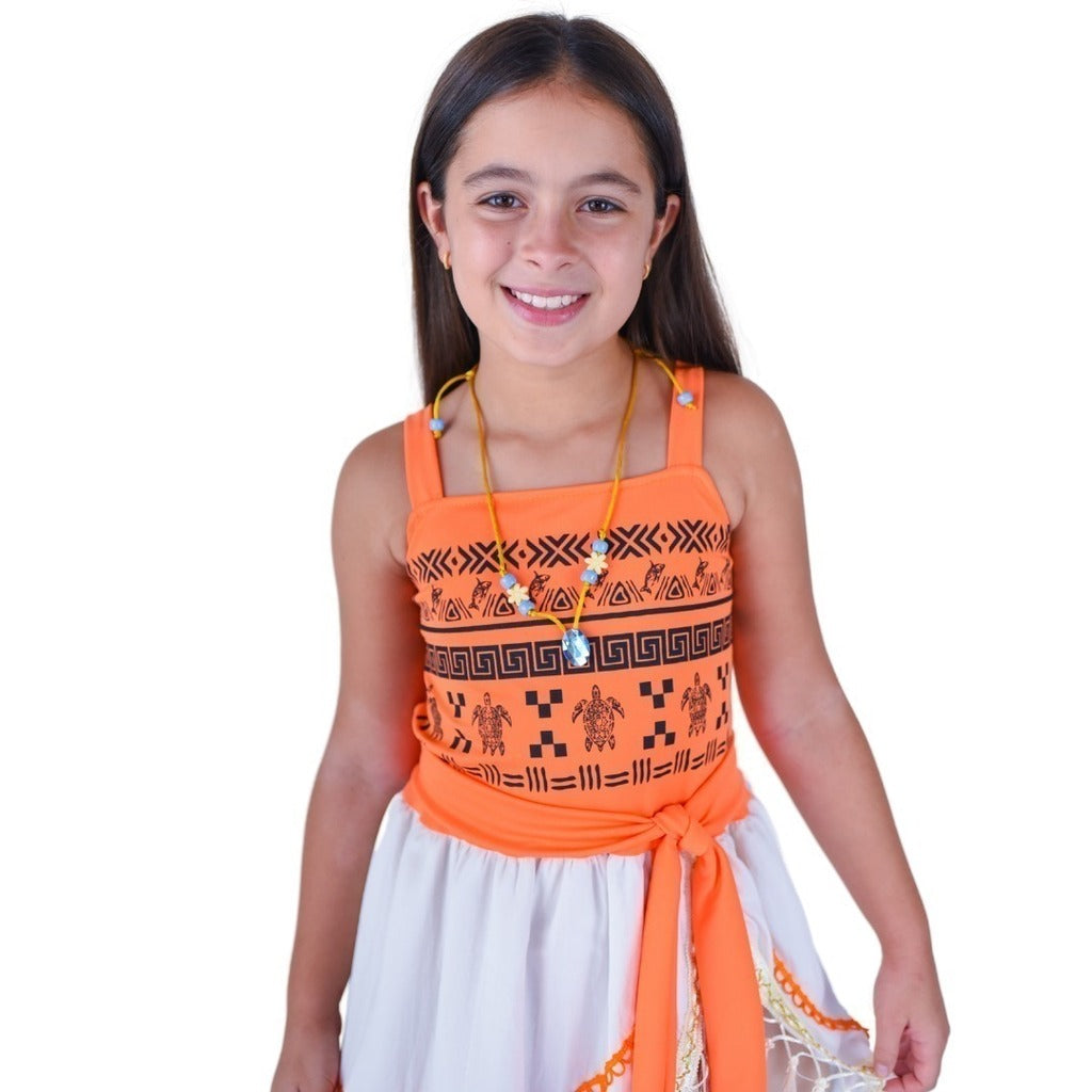 Fantasia Princesa Tropical Ilha Infantil com Colar