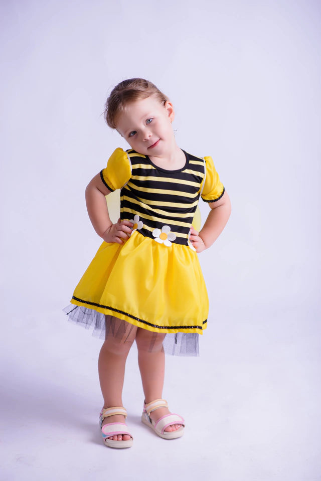 Fantasia Abelhinha  Listrada Com Florzinha