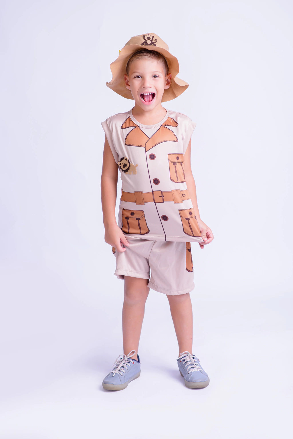 Fantasia Explorador Safari Aventureiro Infantil com Chapéu