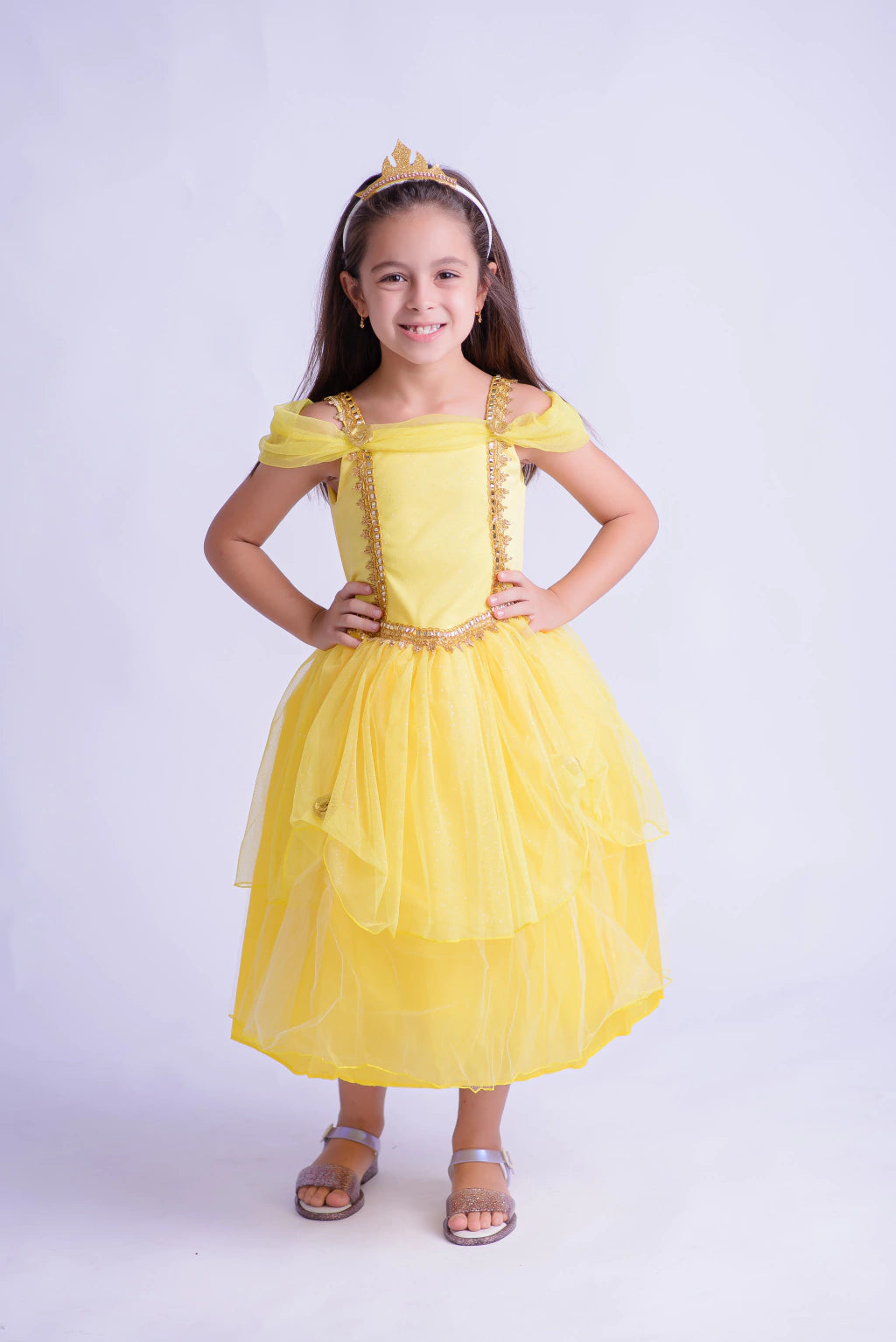 Fantasia Princesa Encanto Dourado Infantil Premium