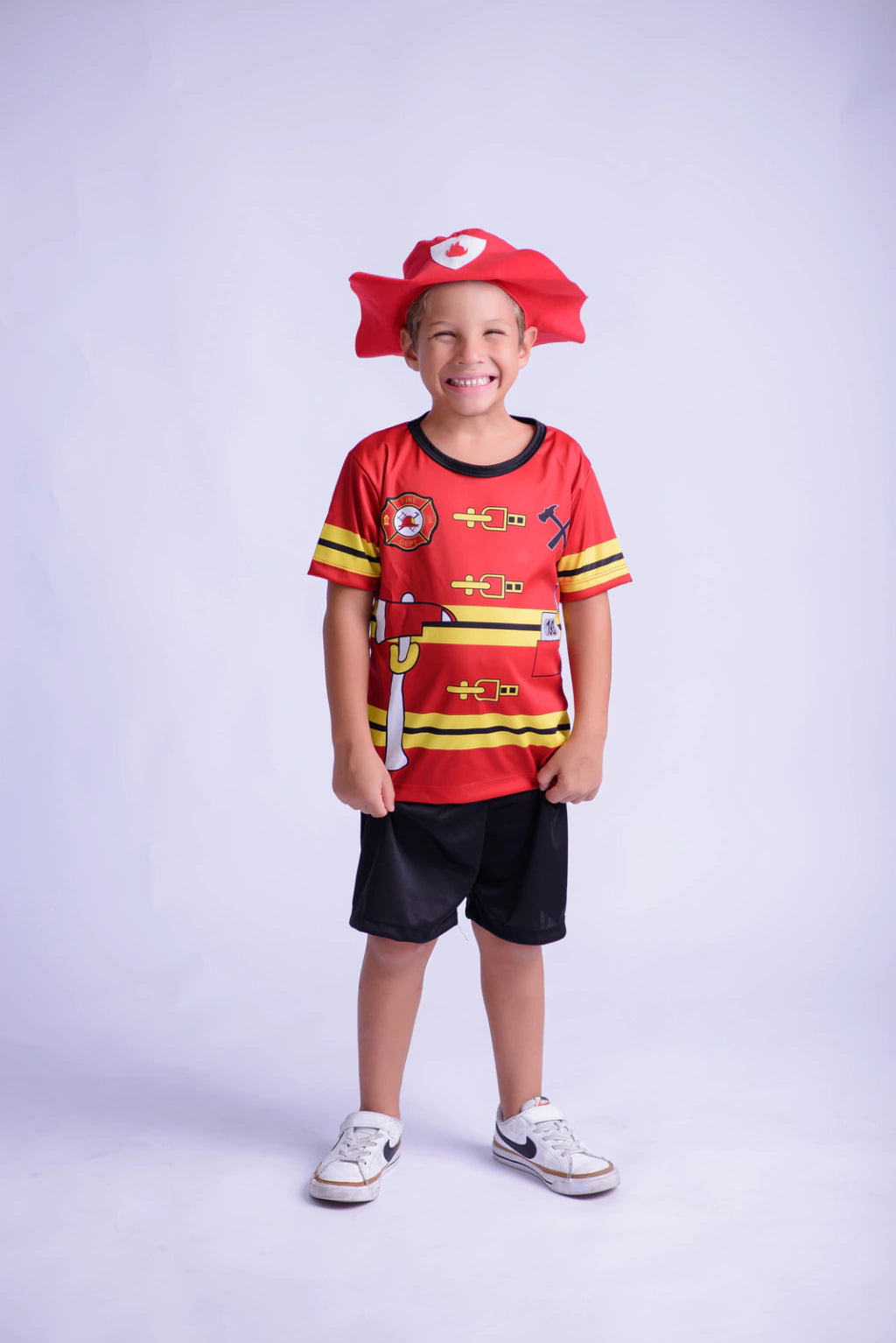 Fantasia Bombeiro Aventureiro Infantil com Chapéu