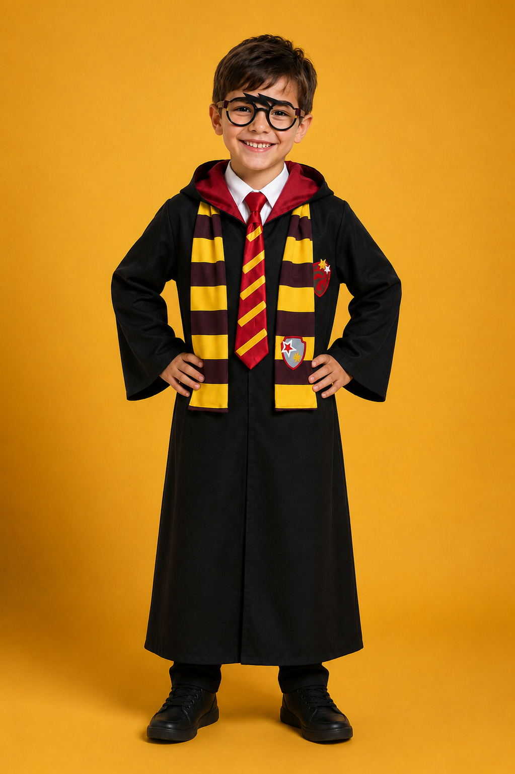 Capa Harry Potter com Cachecol, Gravata e Óculos