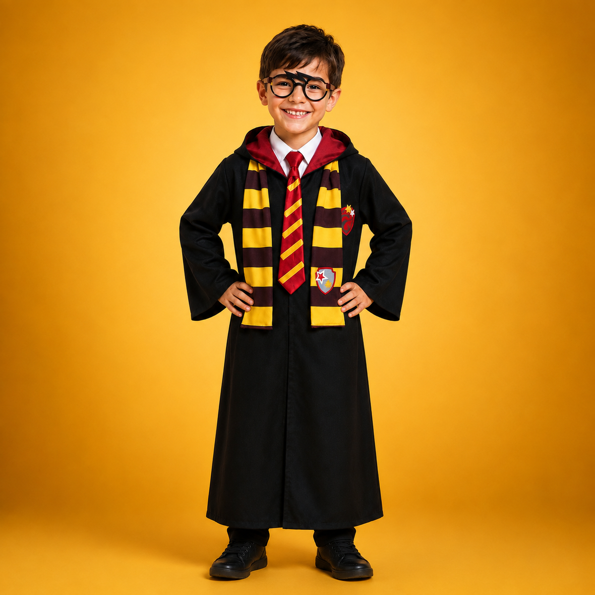 Capa Harry Potter com Cachecol, Gravata e Óculos