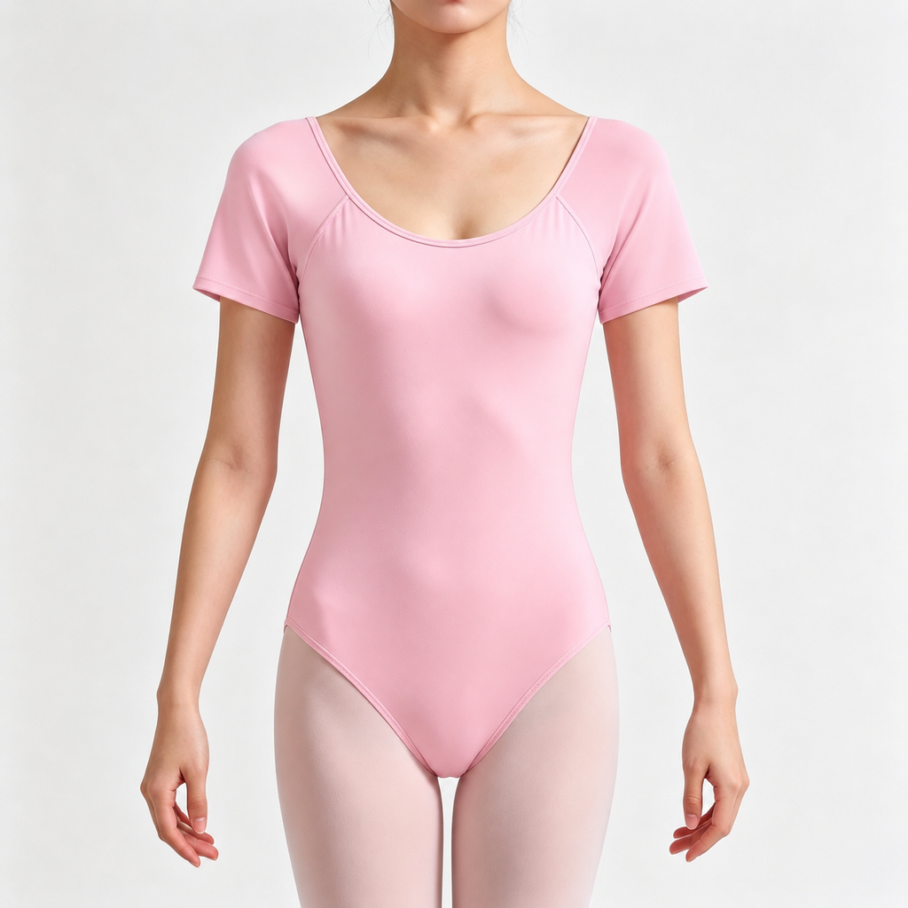 Collant Meia Manga Adulto na cor Rosa- Dança clássica