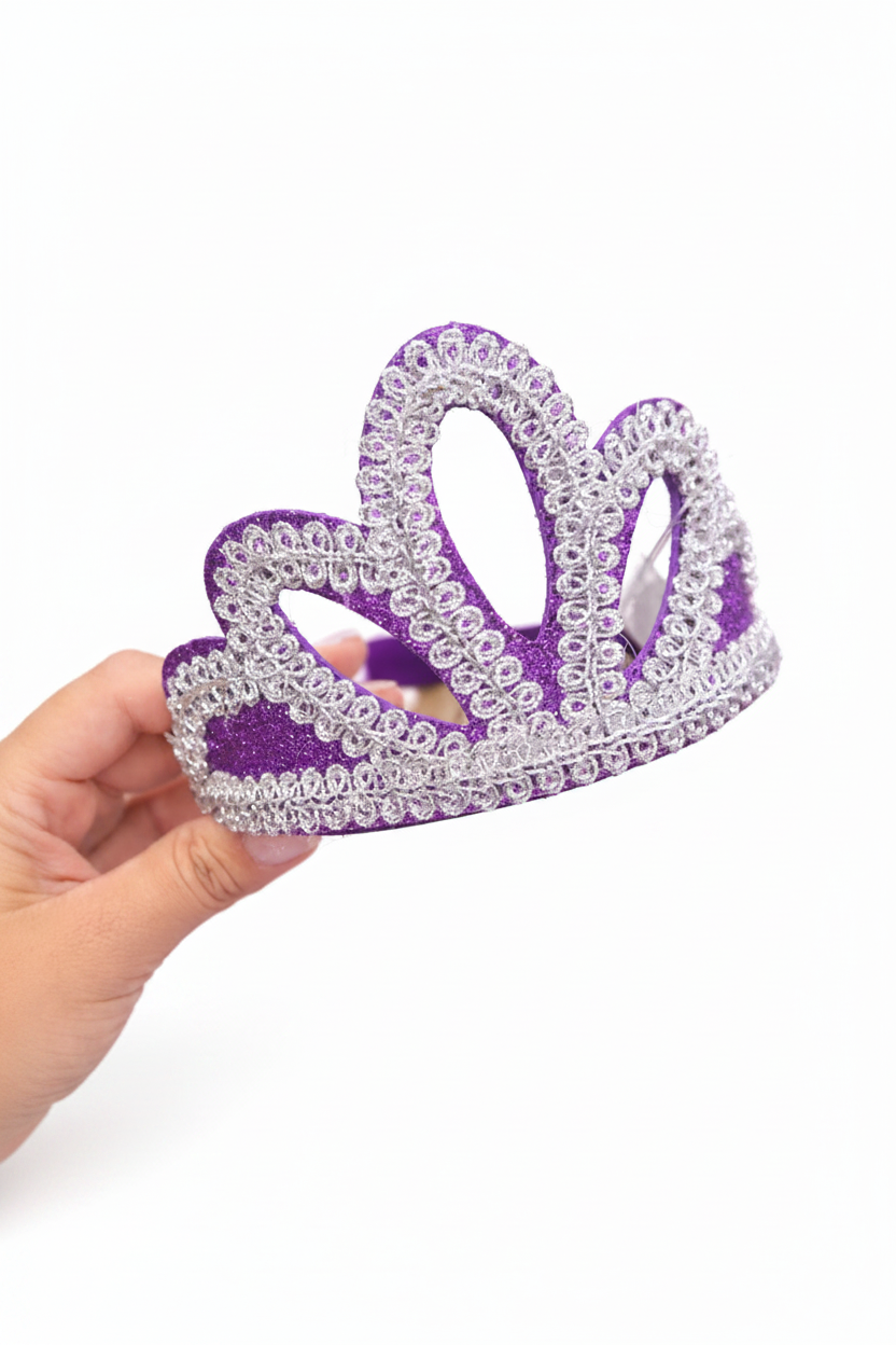 Tiara Coroa Princesa Roxa com Strass e Glitter – Acessório Infantil Encantador