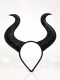 Tiara da Malévola Preto com Glitter – Acessório Fantasia Halloween e Cosplay