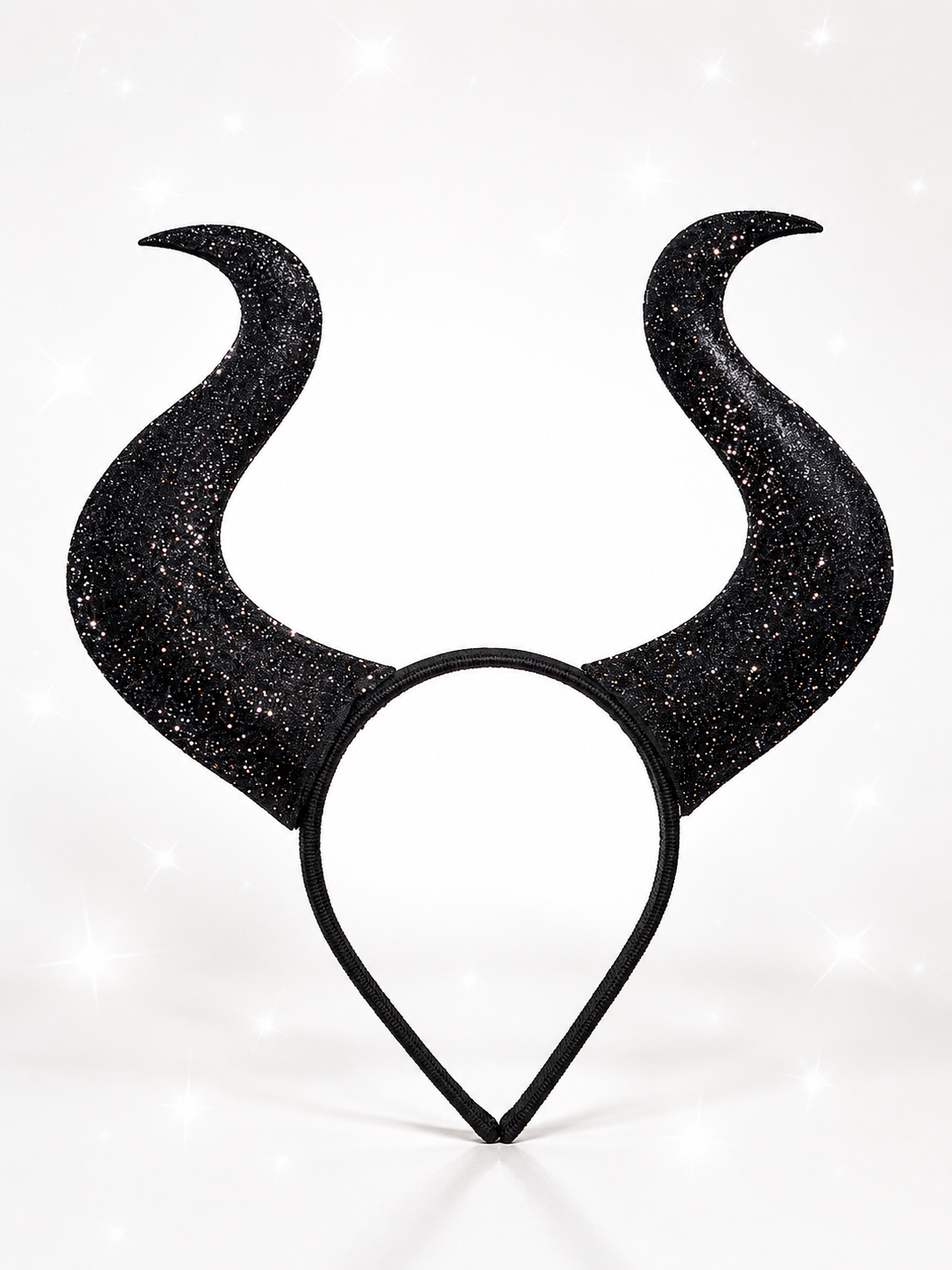 Tiara da Malévola Preto com Glitter – Acessório Fantasia Halloween e Cosplay