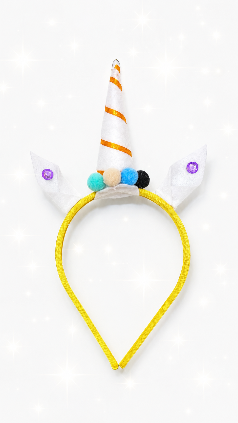 Tiara Infantil Unicórnio Colorida com Detalhes em PomPom