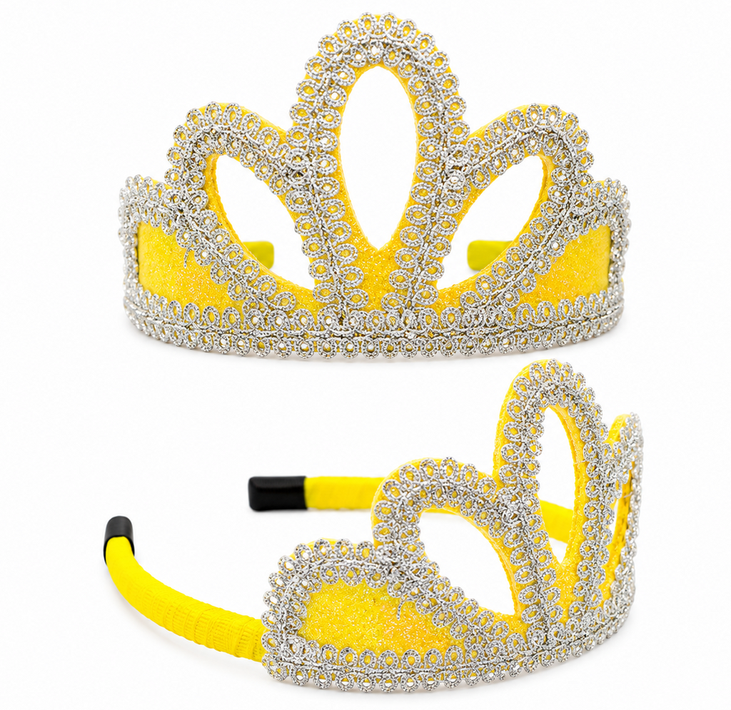 Coroa Princesa com Glitter e Strass – Tiara Fantasia Infantil