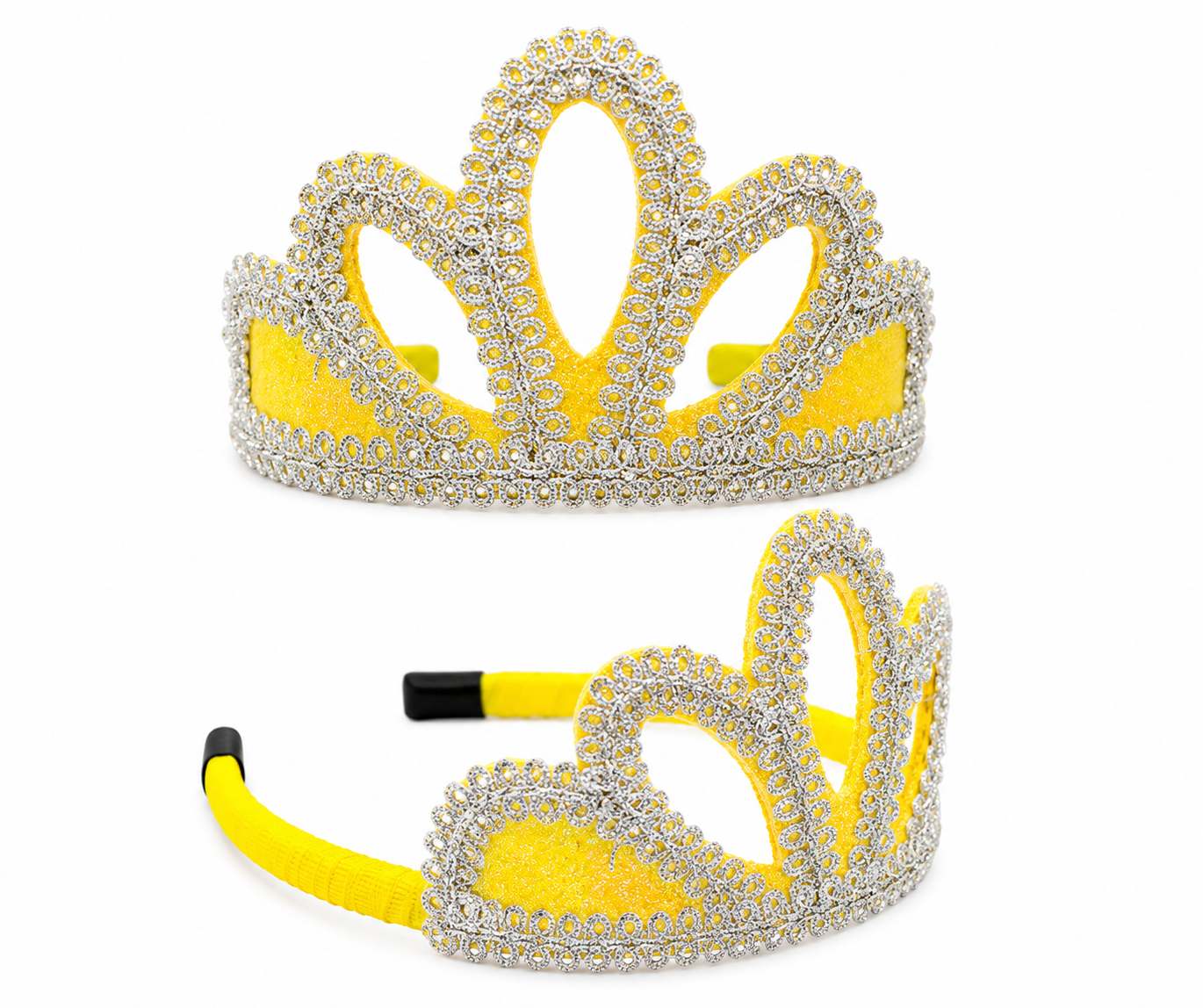 Tiara Coroa Princesa Dourada com Glitter e Pedrarias