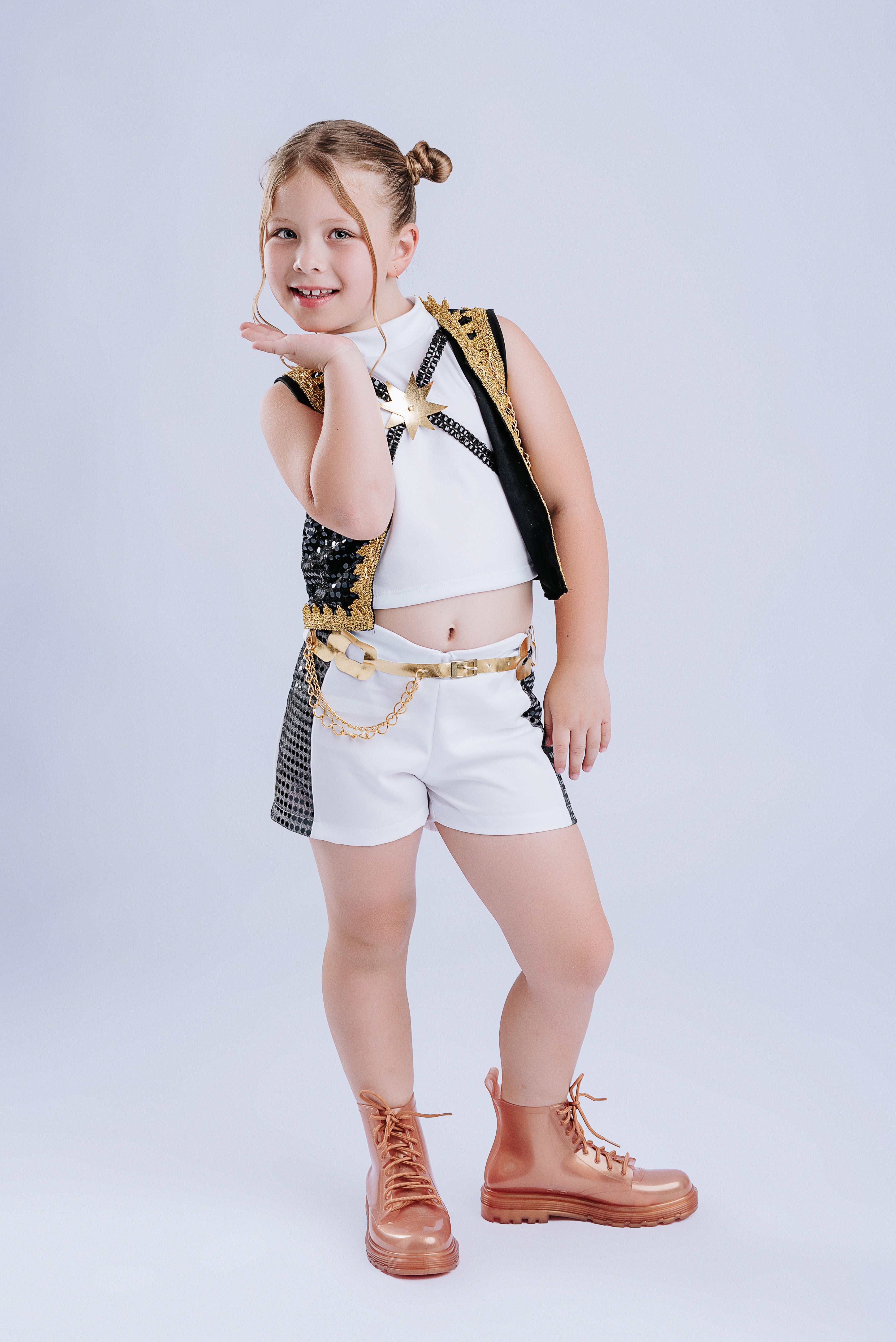 Fantasia Diva Pop Estilo K-pop Star Luxo Infantil