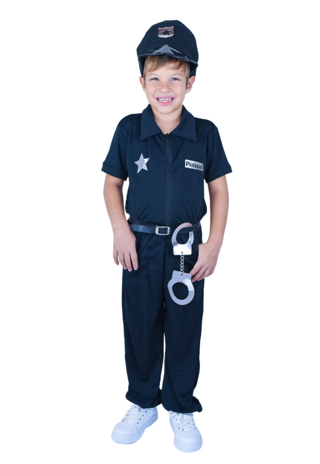 Fantasia Policial Macacão com Acessório (Cap + Algema)