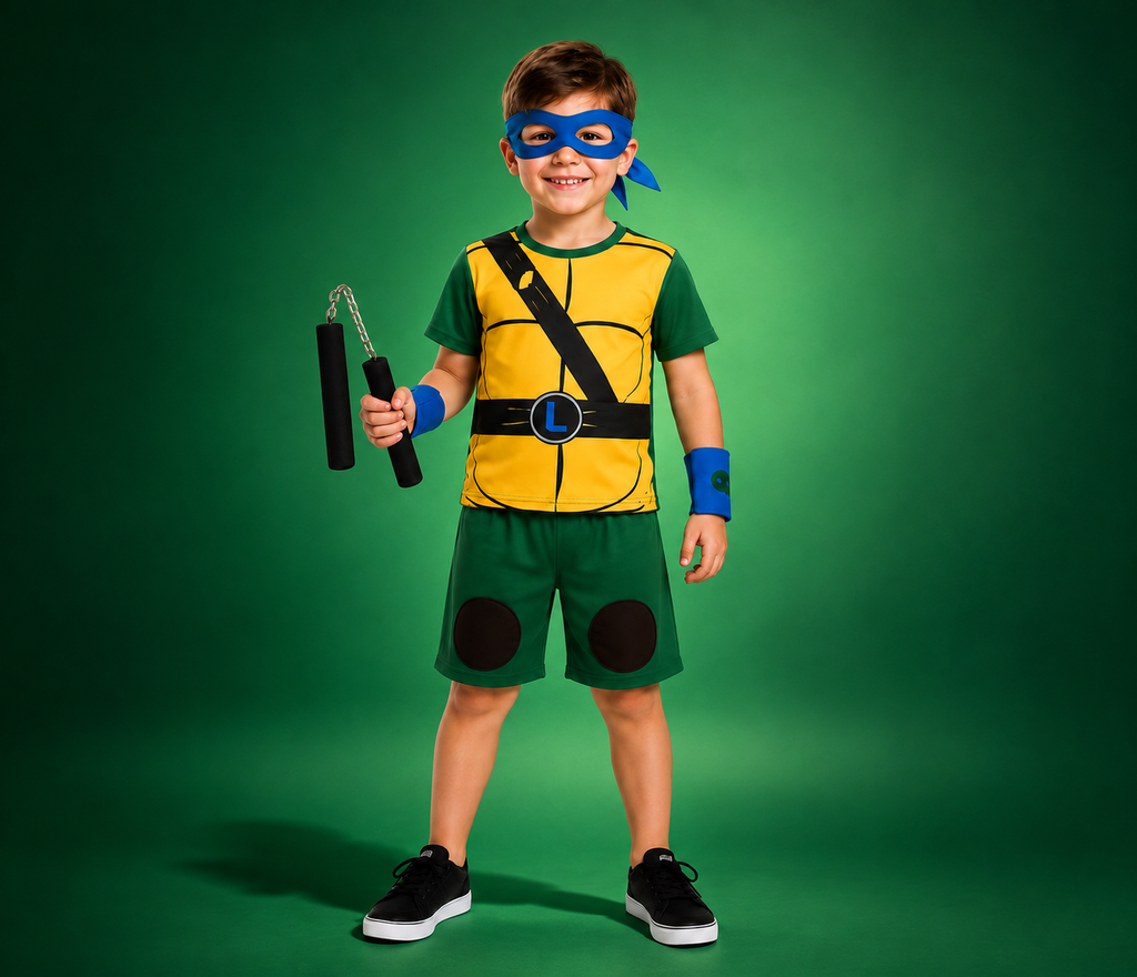 Fantasia Tartaruga Ninja Infantil com Máscara e Munhequeiras