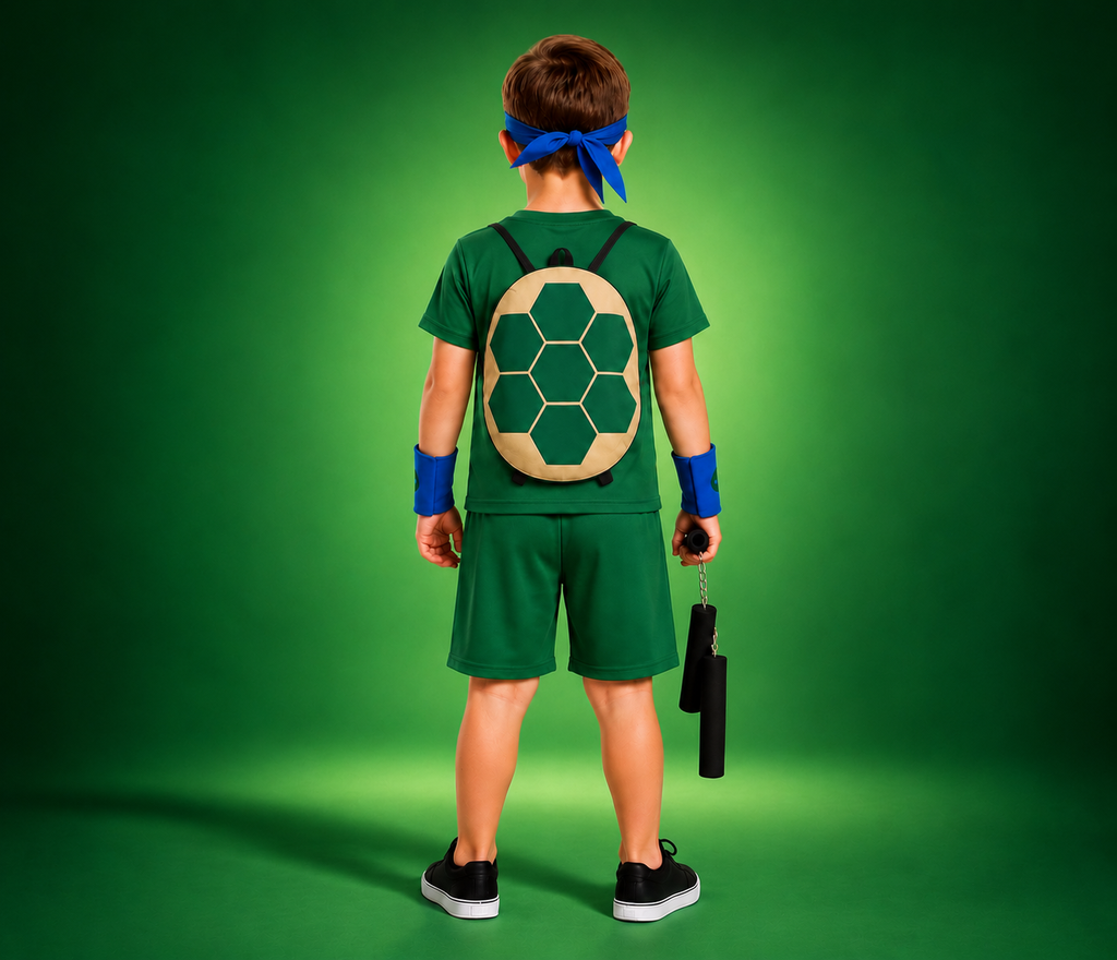 Fantasia Tartaruga Ninja Infantil com Máscara e Munhequeiras