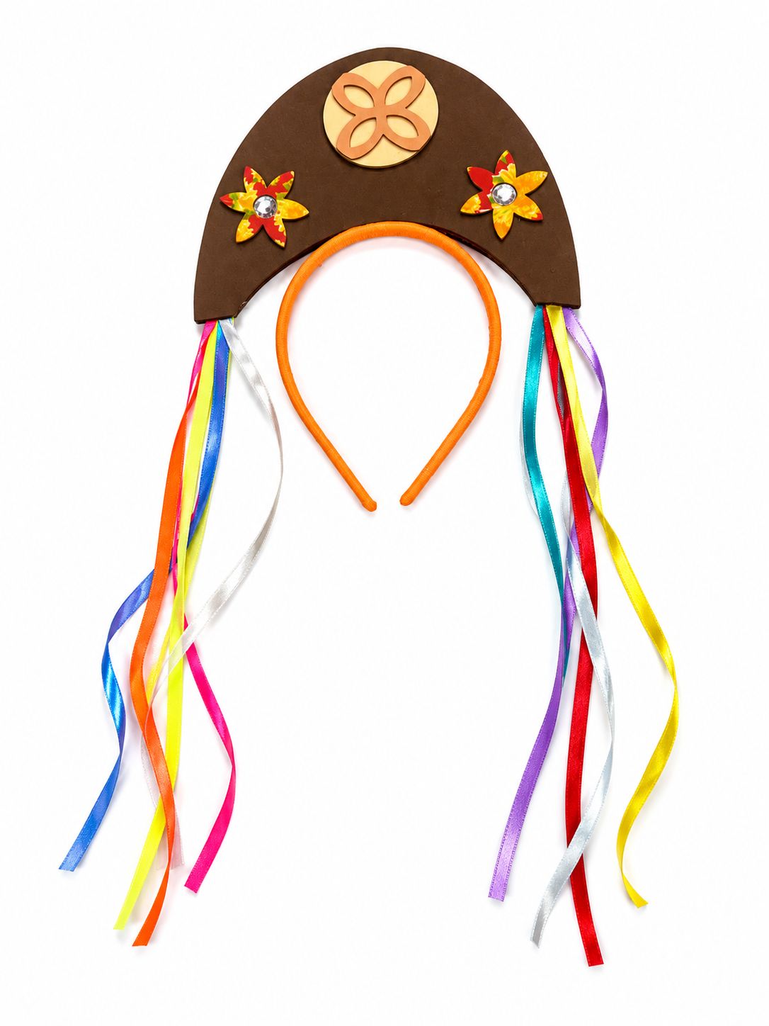 Tiara Festa Junina com Fitas Coloridas e Detalhes Decorativos