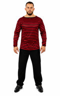 Camisa Vilão dos Sonhos Listrada Vermelha e Preta Masculina Adulto Halloween