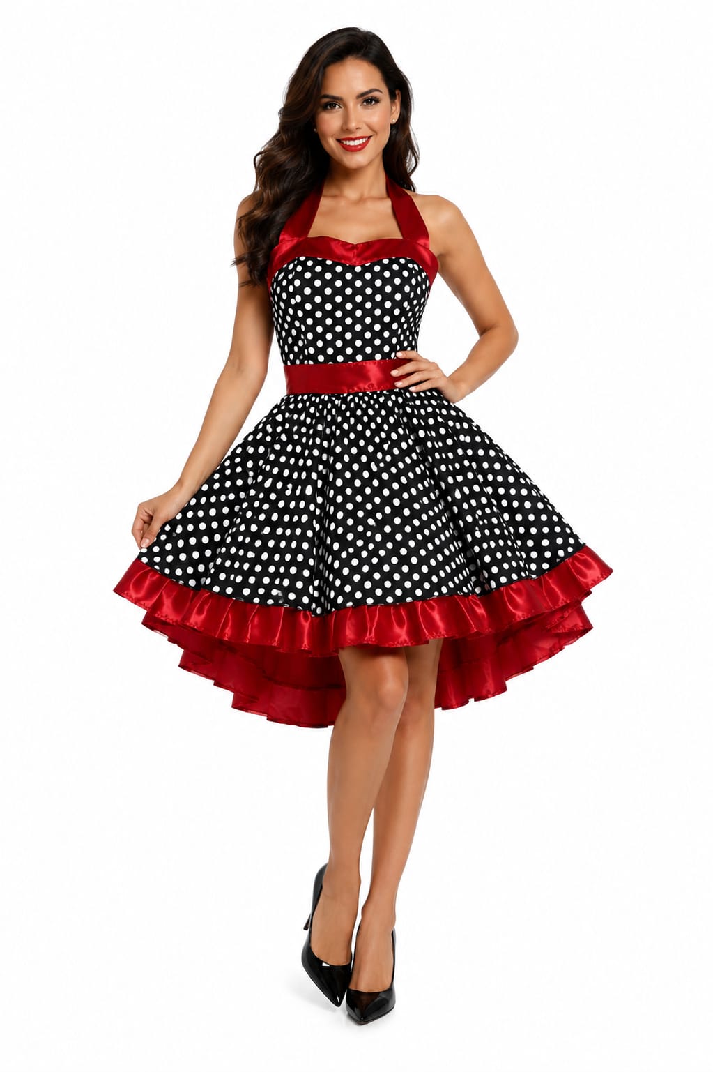 Vestido Anos 60 Poá Feminino Retrô Pin Up Luxo