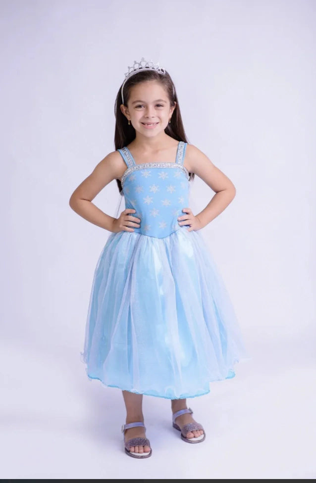 Fantasia Princesa Gelo Flocos de Neve Encantado Infantil