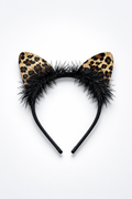 Tiara Orelhas de Gatinho Animal Print – Acessório Fantasia Infantil e Carnaval
