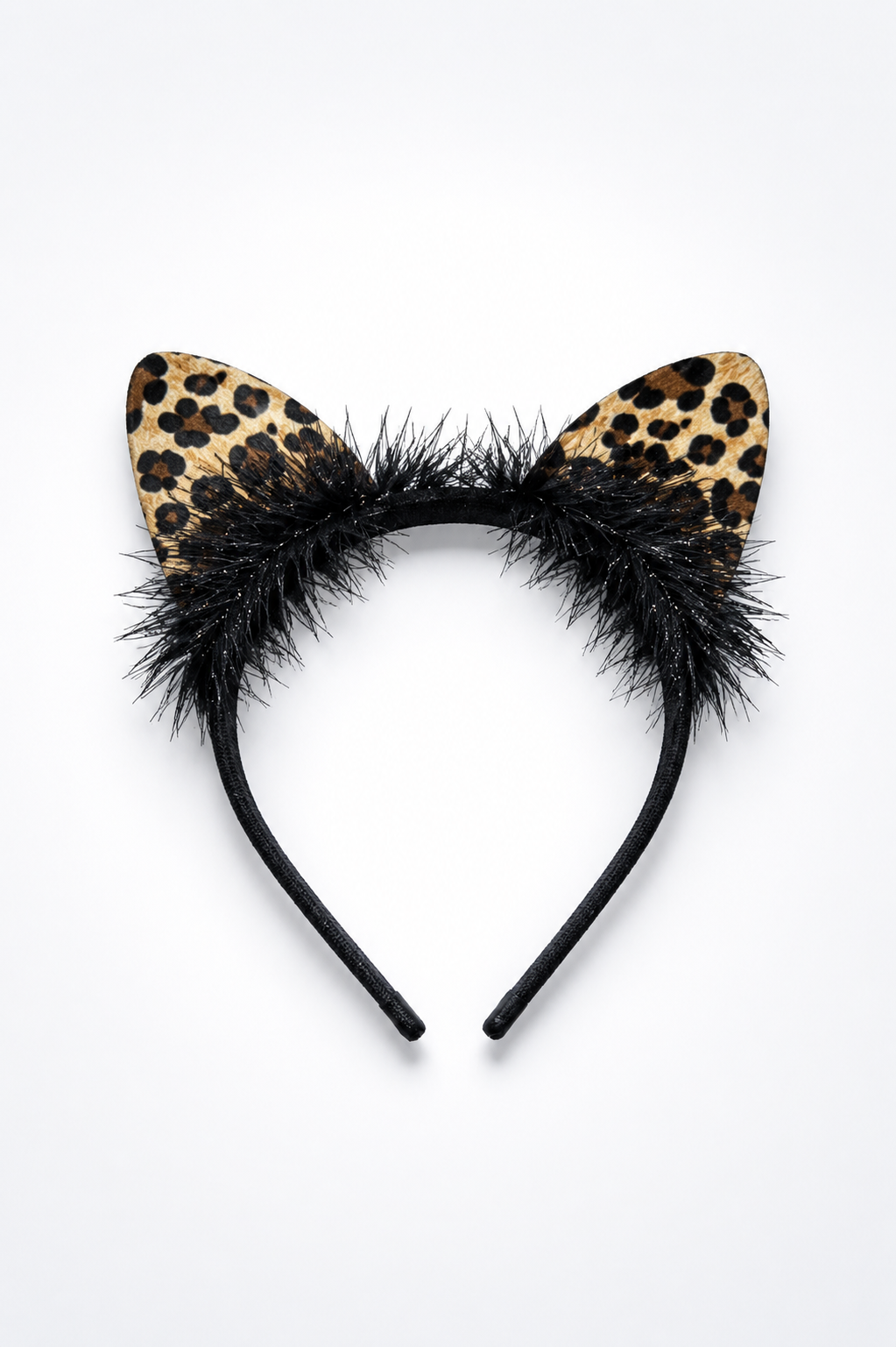 Tiara Orelhas de Gatinho Animal Print – Acessório Fantasia Infantil e Carnaval