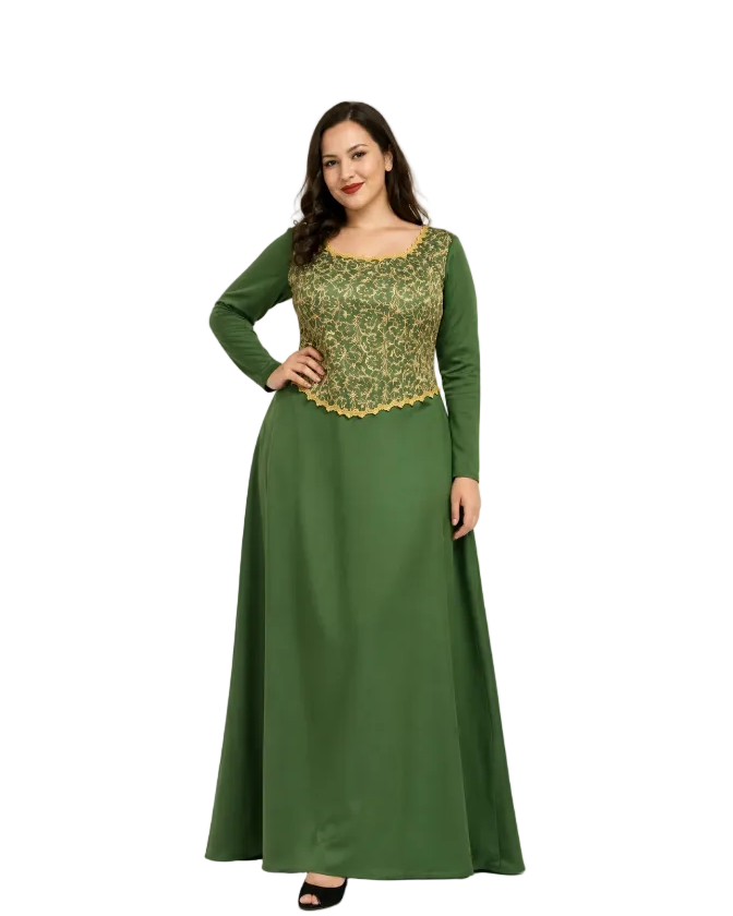 Fantasia Princesa Ogra Verde-Medieval Encantada  – Elegância, charme e presença marcante!