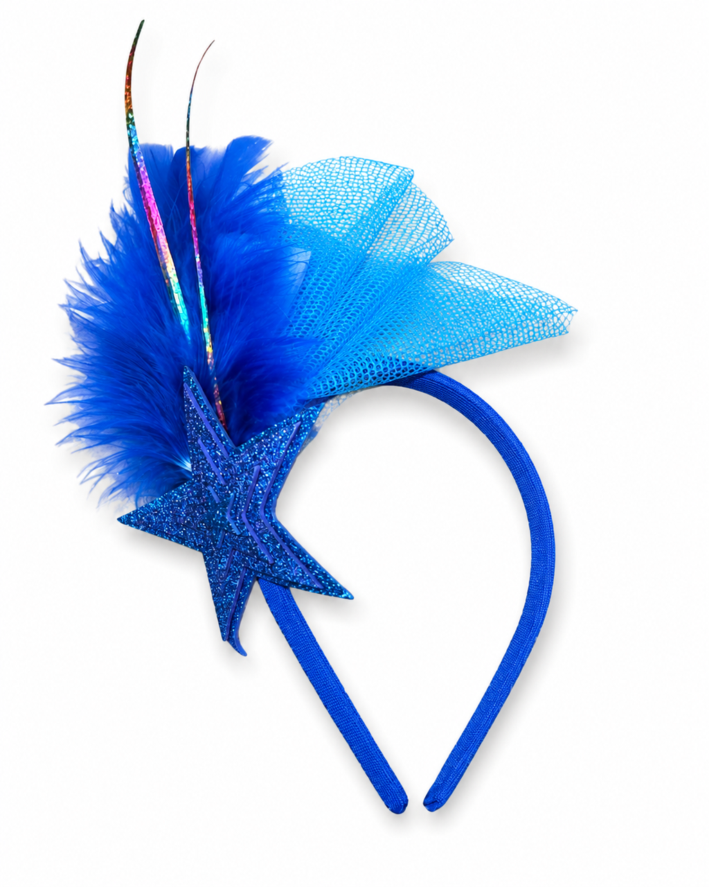 Tiara Estrela com Plumas e Tule
