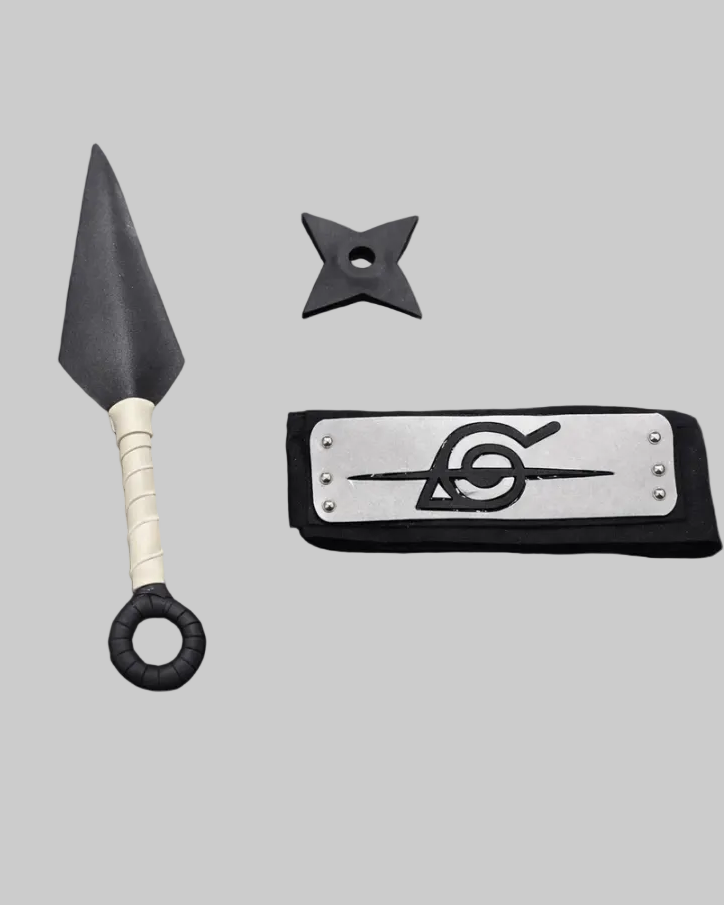 Kit Fantasia Ninja Infantil – Kunai + Shuriken + Faixa Ninja Cosplay