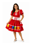 Vestido Caipira Adulto Vermelho Luxo com Bolsinha – Festa Junina
