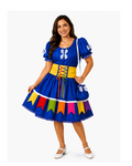 Vestido Caipira Adulto Azul Royal Luxo – Festa Junina