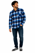 Camisa Xadrez Junina Azul Masculina