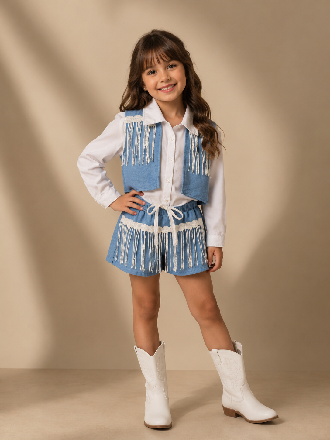Fantasia Infantil Cowgirl Azul| Boiadeira com Estilo