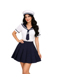 Fantasia Marinheira Navy Feminina Adulto Luxo com Saia Plissada
