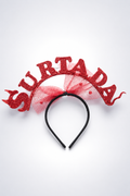 Tiara Surtada – Acessório com Glitter e Laço Vermelho para Festas