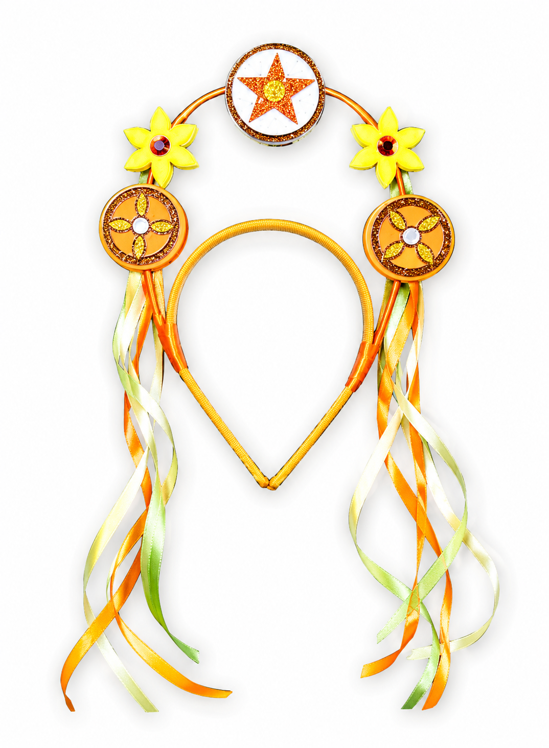 Tiara Fantasia Estrela do Oeste com Flores e Fitas – Acessório Infantil de Fantasia