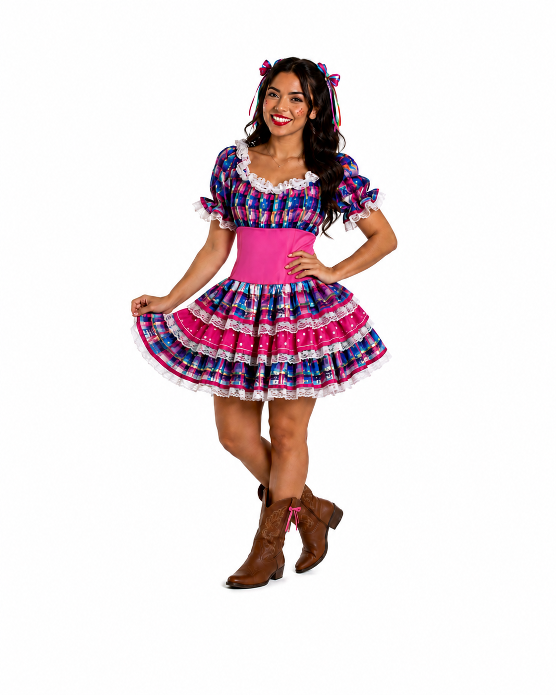 Fantasia Caipira Junina Luxo Feminina – Alegria, cor e tradição para brilhar no arraiá!